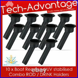 10 x BN Boat/Caravan BLACK Recessed Dual COMBINATION Fishing ROD Drink Holders