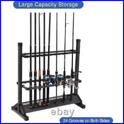 12/24-Rod Capacity Lightweight Fishing Rod Rack Space-Saving Aluminum Organize