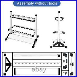 12/24-Rod Capacity Lightweight Fishing Rod Rack Space-Saving Aluminum Organize