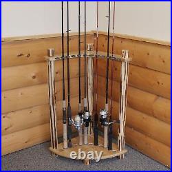 12 Fishing Rod Storage Rack Corner Holder Standing Stand With Soft Clip Adjustable