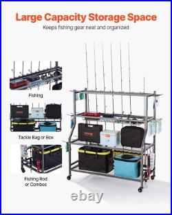 15 Pole Fishing Rod Holder Fishing Rack Cart Organizer with Wheels for Garage 15 Pole Fishing Rod Holder Fishing Rack Cart Organizer with Wheels for Garage