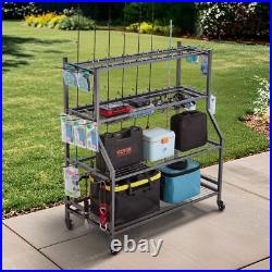 15 Pole Fishing Rod Holder Fishing Rack Cart Organizer with Wheels for Garage 15 Pole Fishing Rod Holder Fishing Rack Cart Organizer with Wheels for Garage