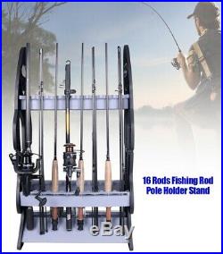 16 Fishing Rods Rack Holder Rest Stand Foldable Fishing Rod Pole Storage Tackle