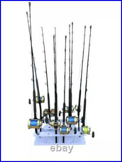 16 Pole Dev Fishing Storage Floor Rack Organizer Garage Stand Bent Butt Rod