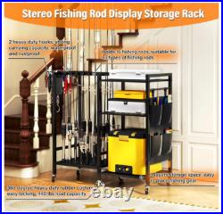 16-Rod Fishing Rod Holder for Garage, Fishing Pole Rack Cart Fit All Fishing Rod 16-Rod Fishing Rod Holder for Garage, Fishing Pole Rack Cart Fit All Fishing Rod