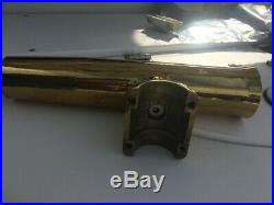 2 Brass Adjustable Boat Rail Clamp On Fishing Rod Holders Excellent cond NR