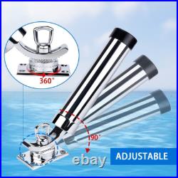 2-Pack 360° Rotating Fishing Rod Holder Stainless Steel Adjustable Support