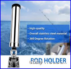 2-Pack 360° Rotating Fishing Rod Holder Stainless Steel Adjustable Support