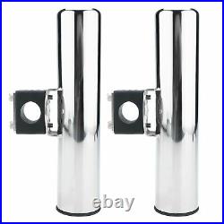 2 Pack Stainless Clamp on Boat Marine Fishing Rod Holder for Rails 7/8 to 1