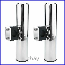 2 Pack Stainless Steel Clamp Boat Marine Fishing Rod Holder for Rails 7/8 to 1