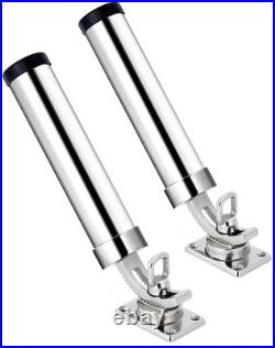 2-Pack Stainless Steel Fishing Rod Holder 360° Rotating Deck Mount 1.8