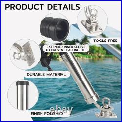 2-Pack Stainless Steel Fishing Rod Holder 360° Rotating Deck Mount 1.8