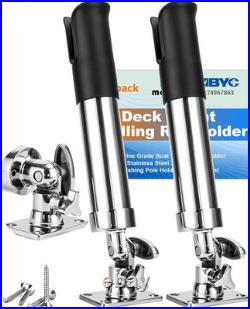 2-Pack Stainless Steel Fishing Rod Holder 360° Rotating Deck Mount 1.8 Rod