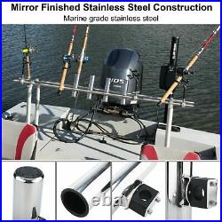 2 Pack of Stainless Steel Clamp on Boat Fishing Rod Holder for Rails 7/8 to 1