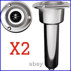 (2) SET Mate Series Stainless Steel 0 Rod Cup Holder Drain Round Top C1000D