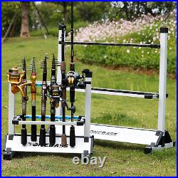 24 Rod Fishing Pole Holder Aluminum Alloy Rack Stand Portable Storage Tool