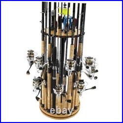 24-Rod Fishing Rod Holder 360° Rotating Built-in Spooler 14.75x37.75 Light