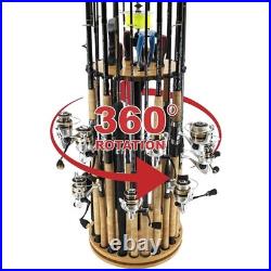24-Rod Fishing Rod Holder 360° Rotating Built-in Spooler 14.75x37.75 Light