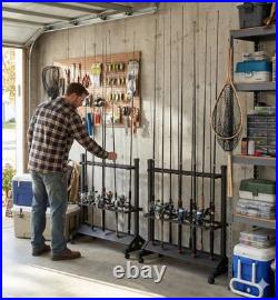 24-Rod Fishing Rod Holder Rack, Rustproof Aluminum Storage Organizer with 360° W