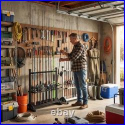 24-Rod Fishing Rod Holder Rack, Rustproof Aluminum Storage Organizer with 360° W