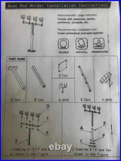 2PCS Boat Aluminum Sure Grip Rod Pod PVC Coated Steel Wire Fishing Pole Holder