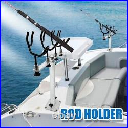 2PCS Fishing Pole Holder Aluminum Rod Pod Sure Grip Boat Steel PVC Coated Wire