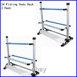 2Pack 24 Rod Rack Fishing Rod Holder Pole Holder Aluminum Alloy Stand Storage US