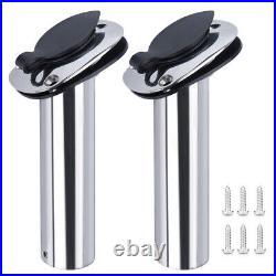 2Pcs Boat Stainless Steel Fishing Rod Holder, Hoffen Flush Mount Rod Holder, 15 D