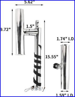 2Pcs Dual Fishing Rod Holder Double Angle Adjustable Pole Holder Stainless Steel