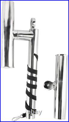 2Pcs Dual Fishing Rod Holder Double Angle Adjustable Pole Holder Stainless Steel