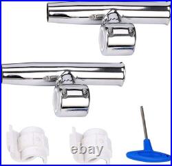 2Pcs Stylish Stainless Clamp on Adjustable Fishing Rod Holder for Rails 1 to 1