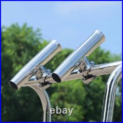(2X) 316 Stainless Tournament Style Boat Fishing Holder Clamp on Fishing Rod Hol