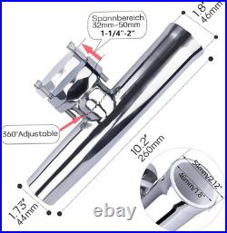 (2X) 316 Stainless Tournament Style Boat Fishing Holder Clamp on Fishing Rod Hol