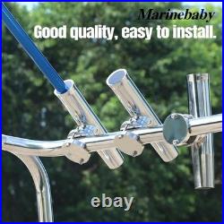 (2X) 316 Stainless Tournament Style Boat Fishing Holder Clamp on Fishing Rod Hol