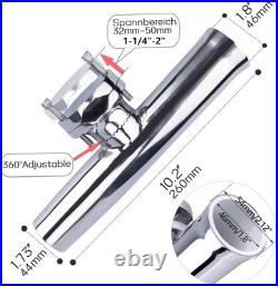 (2X) 316 Stainless Tournament Style Boat Fishing Holder Clamp on Fishing Rod Hol