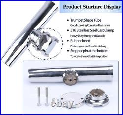(2X) 316 Stainless Tournament Style Boat Fishing Holder Clamp on Fishing Rod Hol