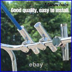 (2X) 316 Stainless Tournament Style Boat Fishing Holder Clamp on Fishing Rod Hol