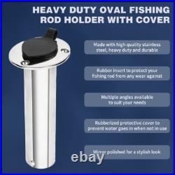2X Marine Stainless Steel Boat Fishing Rod Holder Oval 30 Degree with PVC cover