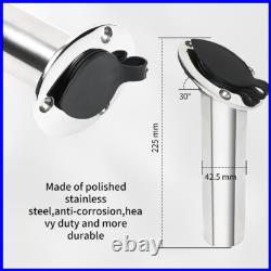 2X Marine Stainless Steel Boat Fishing Rod Holder Oval 30 Degree with PVC cover