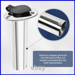 2X Marine Stainless Steel Boat Fishing Rod Holder Oval 30 Degree with PVC cover