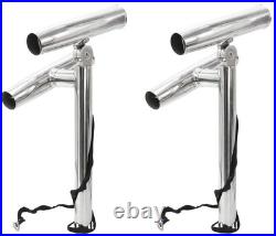 2X Stainless Steel Dual Fishing Rod Holder Double Adjustable Outrigger Rod Pod