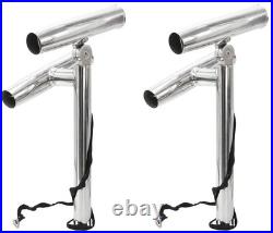2X Stainless Steel Dual Fishing Rod Holder Double Adjustable Outrigger Rod Pod