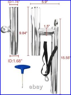 2X Stainless Steel Dual Fishing Rod Holder Double Adjustable Outrigger Rod Pod