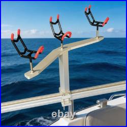 3 Head, 360° Adjustable Aluminum PVC Coated Boat Fishing Holder, Pontoon Boat
