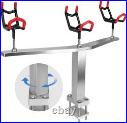 3 Head, 360° Adjustable Aluminum PVC Coated Boat Fishing Holder, Pontoon Boat