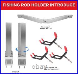 3 Head, 360° Adjustable Aluminum PVC Coated Boat Fishing Holder, Pontoon Boat