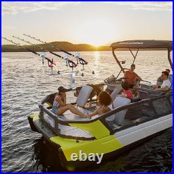 3 Head, 360° Adjustable Aluminum PVC Coated Boat Fishing Holder, Pontoon Boat