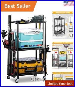 3-Layer Fishing Pole Rack for Indoor & Garage Height Adjustable for 10 Rods