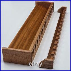 30 Inch Mahogany Fishing Rod Rack, Vertical Wall Mount Pole Holder