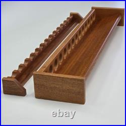 30 Inch Mahogany Fishing Rod Rack, Vertical Wall Mount Pole Holder